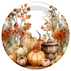 Autumn Abundance 10.5" Round Paper Plates, 8 Pack